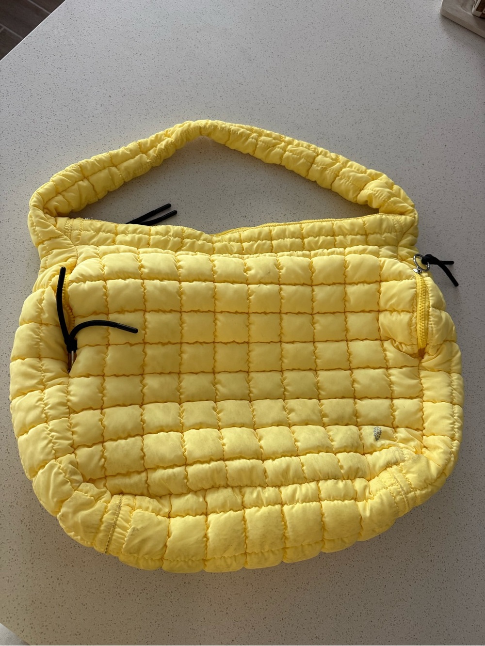 Free People Yellow Quilted Puffer Shoulder Bag